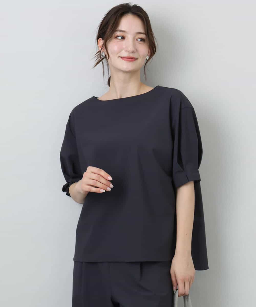 FKBGA55140 MK MICHEL KLEIN(MK ミッシェルクラン) タックスリーブストレッチブラウス/洗える グレージュ