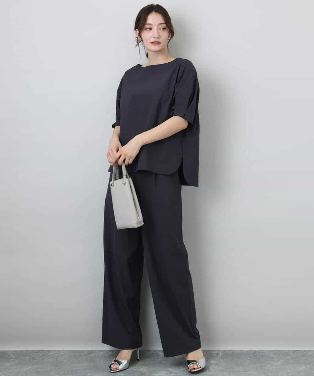 FKBGA55140 MK MICHEL KLEIN(MK ミッシェルクラン) タックスリーブストレッチブラウス/洗える グレージュ