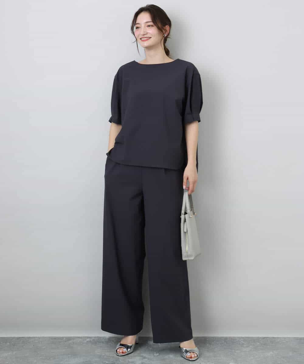 FKBGA55140 MK MICHEL KLEIN(MK ミッシェルクラン) タックスリーブストレッチブラウス/洗える グレージュ