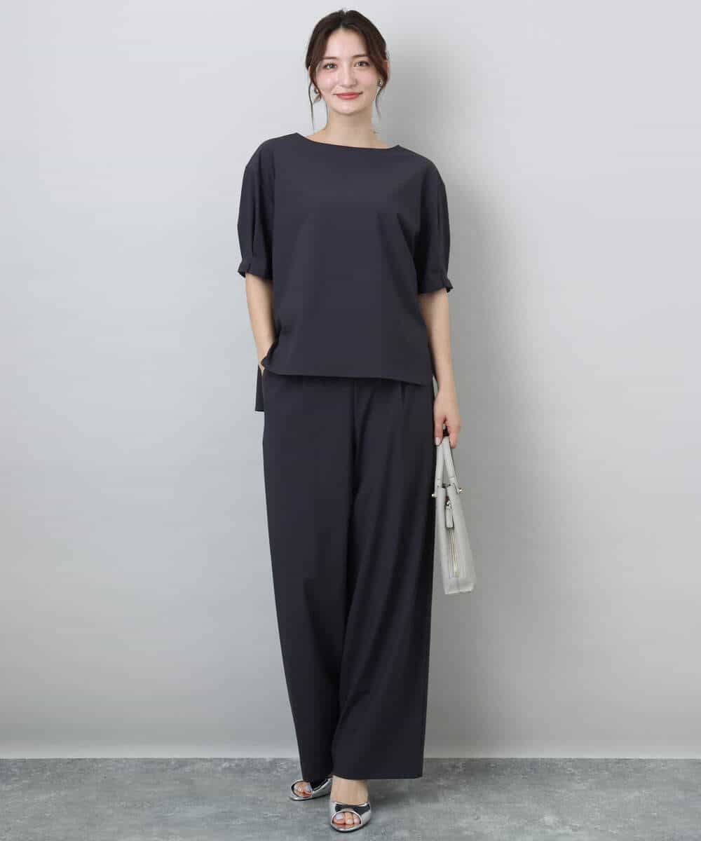 FKBGA55140 MK MICHEL KLEIN(MK ミッシェルクラン) タックスリーブストレッチブラウス/洗える グレージュ