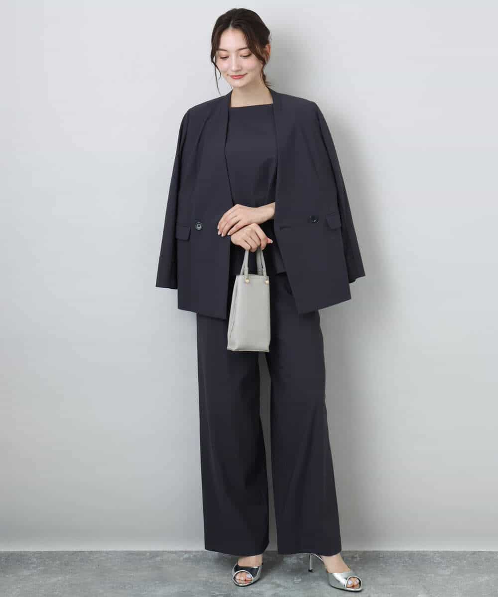 FKBGA55140 MK MICHEL KLEIN(MK ミッシェルクラン) タックスリーブストレッチブラウス/洗える グレージュ