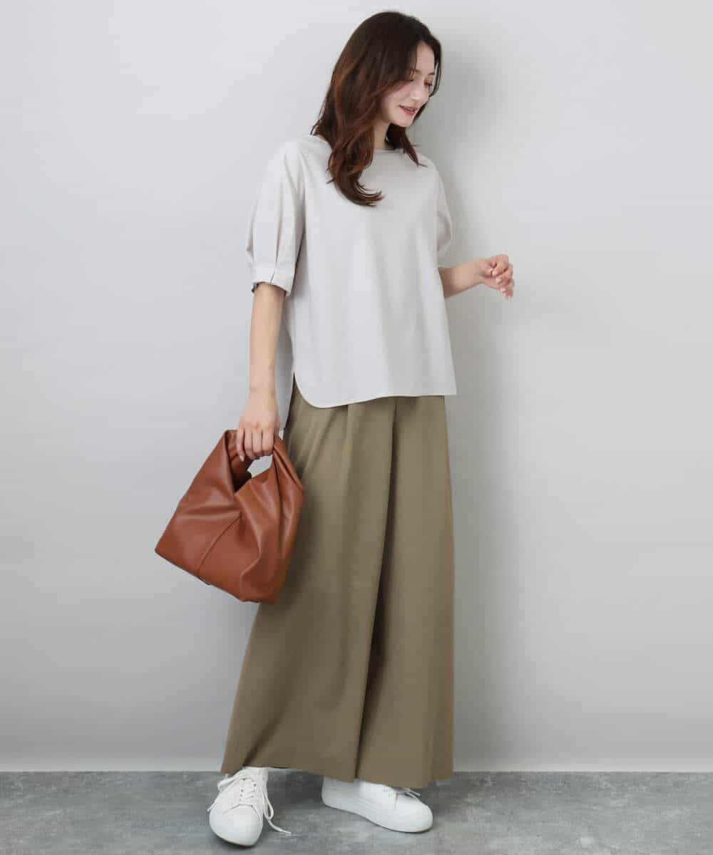 FKBGA55140 MK MICHEL KLEIN(MK ミッシェルクラン) タックスリーブストレッチブラウス/洗える グレージュ