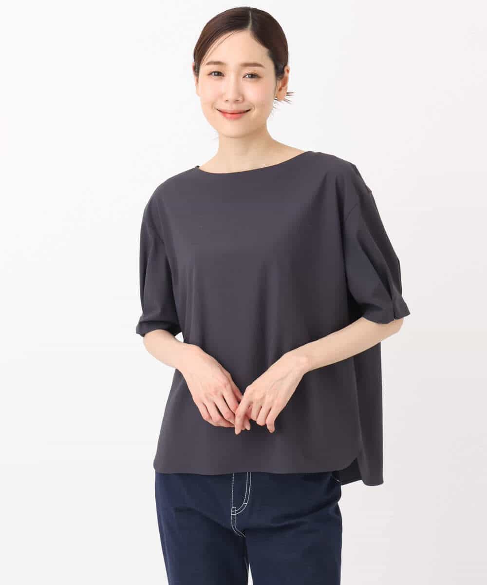 FKBGA55140 MK MICHEL KLEIN(MK ミッシェルクラン) タックスリーブストレッチブラウス/洗える グレージュ