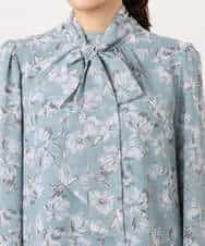 FKBGD01140 MK MICHEL KLEIN(MK ミッシェルクラン) ボウタイ付き花柄シフォンブラウス/洗える ミントブルー