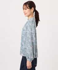 FKBGD01140 MK MICHEL KLEIN(MK ミッシェルクラン) ボウタイ付き花柄シフォンブラウス/洗える ミントブルー