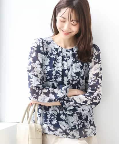 FKBGD03140 MK MICHEL KLEIN 花柄シフォンブラウス/洗える