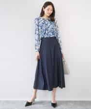 FKBGD03140 MK MICHEL KLEIN(MK ミッシェルクラン) 花柄シフォンブラウス/洗える ネイビー