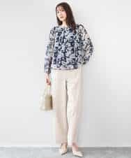 FKBGD03140 MK MICHEL KLEIN(MK ミッシェルクラン) 花柄シフォンブラウス/洗える ネイビー