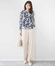 FKBGD03140 MK MICHEL KLEIN(MK ミッシェルクラン) 花柄シフォンブラウス/洗える ネイビー