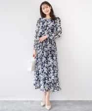 FKBGD03140 MK MICHEL KLEIN(MK ミッシェルクラン) 花柄シフォンブラウス/洗える ネイビー