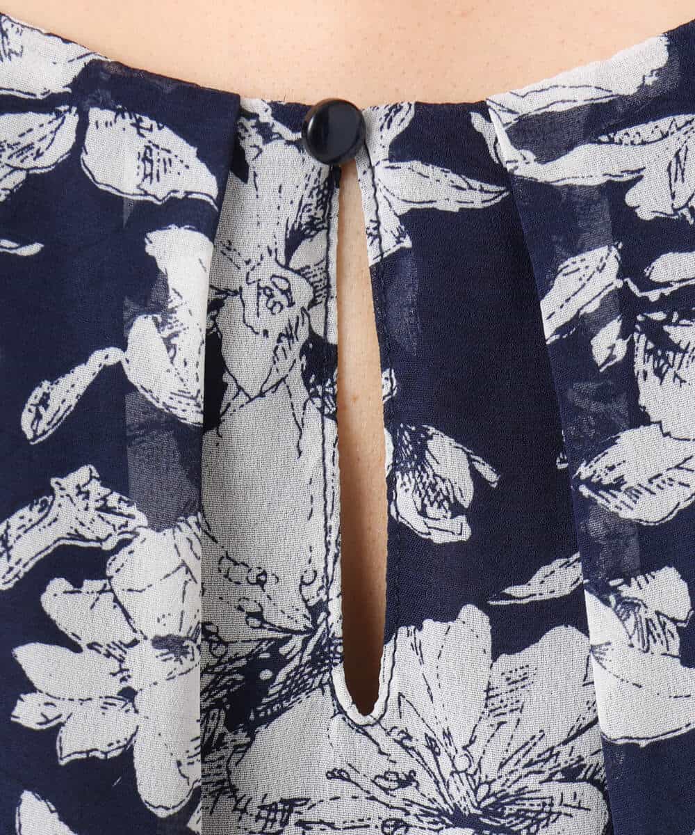 FKBGD03140 MK MICHEL KLEIN(MK ミッシェルクラン) 花柄シフォンブラウス/洗える ネイビー