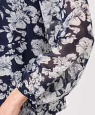 FKBGD03140 MK MICHEL KLEIN(MK ミッシェルクラン) 花柄シフォンブラウス/洗える ネイビー