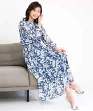 FKBGD03140 MK MICHEL KLEIN(MK ミッシェルクラン) 花柄シフォンブラウス/洗える ネイビー