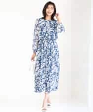 FKBGD03140 MK MICHEL KLEIN(MK ミッシェルクラン) 花柄シフォンブラウス/洗える ネイビー