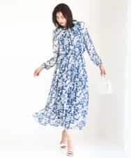 FKBGD03140 MK MICHEL KLEIN(MK ミッシェルクラン) 花柄シフォンブラウス/洗える ネイビー