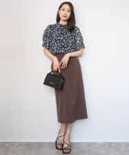 FKBGD05140 MK MICHEL KLEIN(MK ミッシェルクラン) タックスリーブ花柄シフォンブラウス/洗える ミント