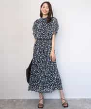 FKBGD05140 MK MICHEL KLEIN(MK ミッシェルクラン) タックスリーブ花柄シフォンブラウス/洗える ミント