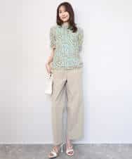 FKBGD05140 MK MICHEL KLEIN(MK ミッシェルクラン) タックスリーブ花柄シフォンブラウス/洗える ミント