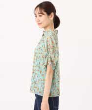 FKBGD05140 MK MICHEL KLEIN(MK ミッシェルクラン) タックスリーブ花柄シフォンブラウス/洗える ミント