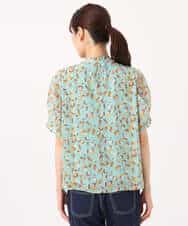 FKBGD05140 MK MICHEL KLEIN(MK ミッシェルクラン) タックスリーブ花柄シフォンブラウス/洗える ミント