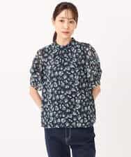 FKBGD05140 MK MICHEL KLEIN(MK ミッシェルクラン) タックスリーブ花柄シフォンブラウス/洗える ミント