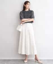 FKBGD06140 MK MICHEL KLEIN(MK ミッシェルクラン) [洗える]幾何柄バンドカラー五分袖ブラウス ブラウン