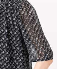 FKBGD06140 MK MICHEL KLEIN(MK ミッシェルクラン) [洗える]幾何柄バンドカラー五分袖ブラウス ブラウン