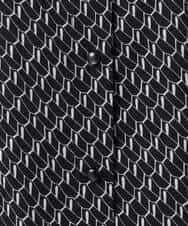 FKBGD06140 MK MICHEL KLEIN(MK ミッシェルクラン) [洗える]幾何柄バンドカラー五分袖ブラウス ブラウン