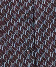 FKBGD06140 MK MICHEL KLEIN(MK ミッシェルクラン) [洗える]幾何柄バンドカラー五分袖ブラウス ブラウン