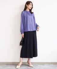 FKBGD23140 MK MICHEL KLEIN(MK ミッシェルクラン) サテンフリルネックブラウス/接触冷感/UVカット/洗える ダークグレー