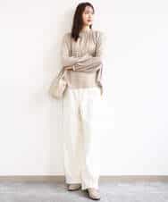 FKBGD23140 MK MICHEL KLEIN(MK ミッシェルクラン) サテンフリルネックブラウス/接触冷感/UVカット/洗える ダークグレー