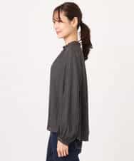 FKBGD23140 MK MICHEL KLEIN(MK ミッシェルクラン) サテンフリルネックブラウス/接触冷感/UVカット/洗える ダークグレー