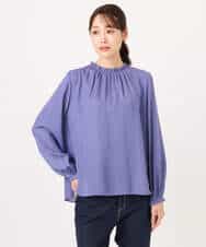 FKBGD23140 MK MICHEL KLEIN(MK ミッシェルクラン) サテンフリルネックブラウス/接触冷感/UVカット/洗える ダークグレー