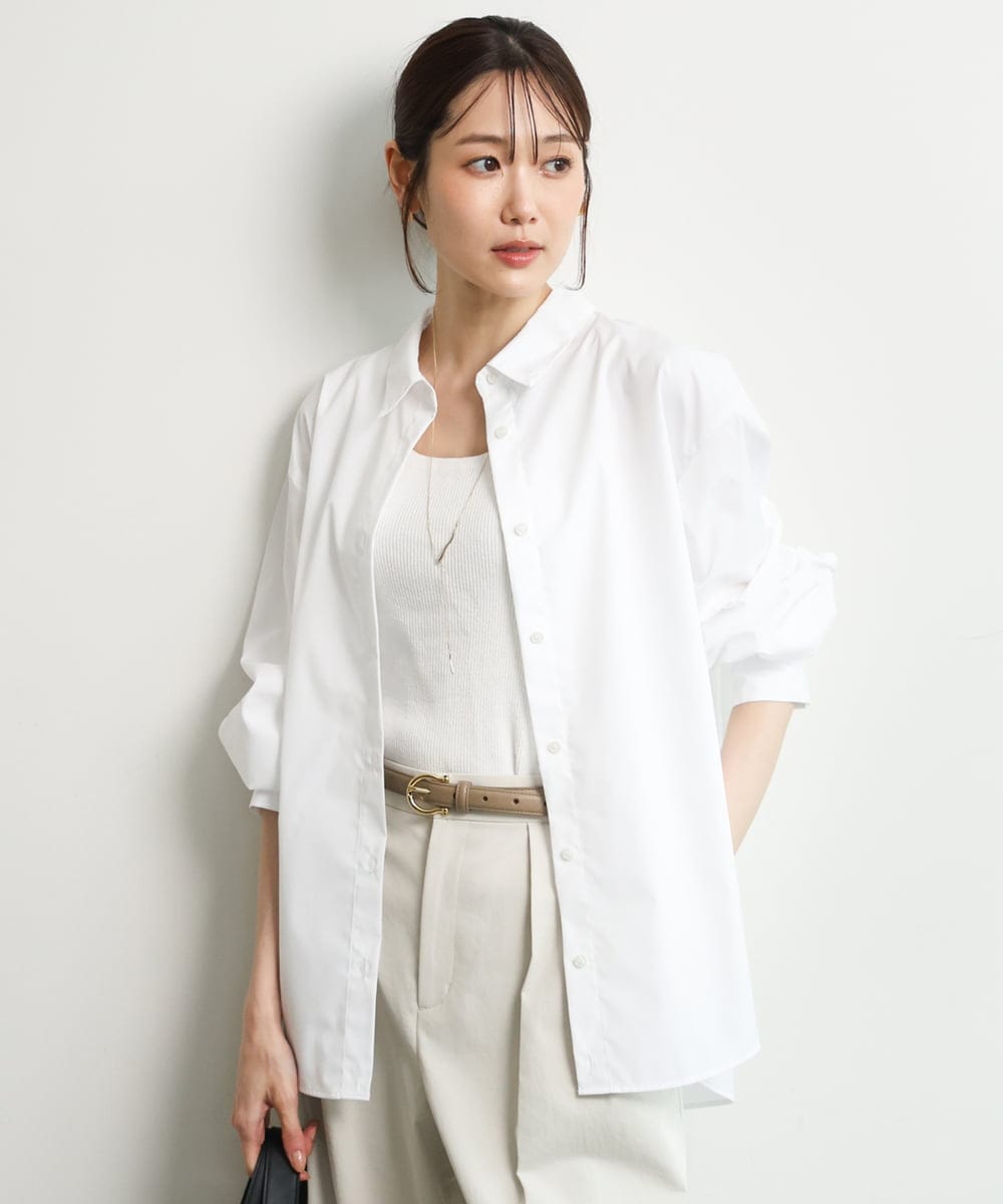 FKBGD27140 MK MICHEL KLEIN(MK ミッシェルクラン) [接触冷感/防シワ/洗える]コットン混ベーシックシャツ（無地） ピンク