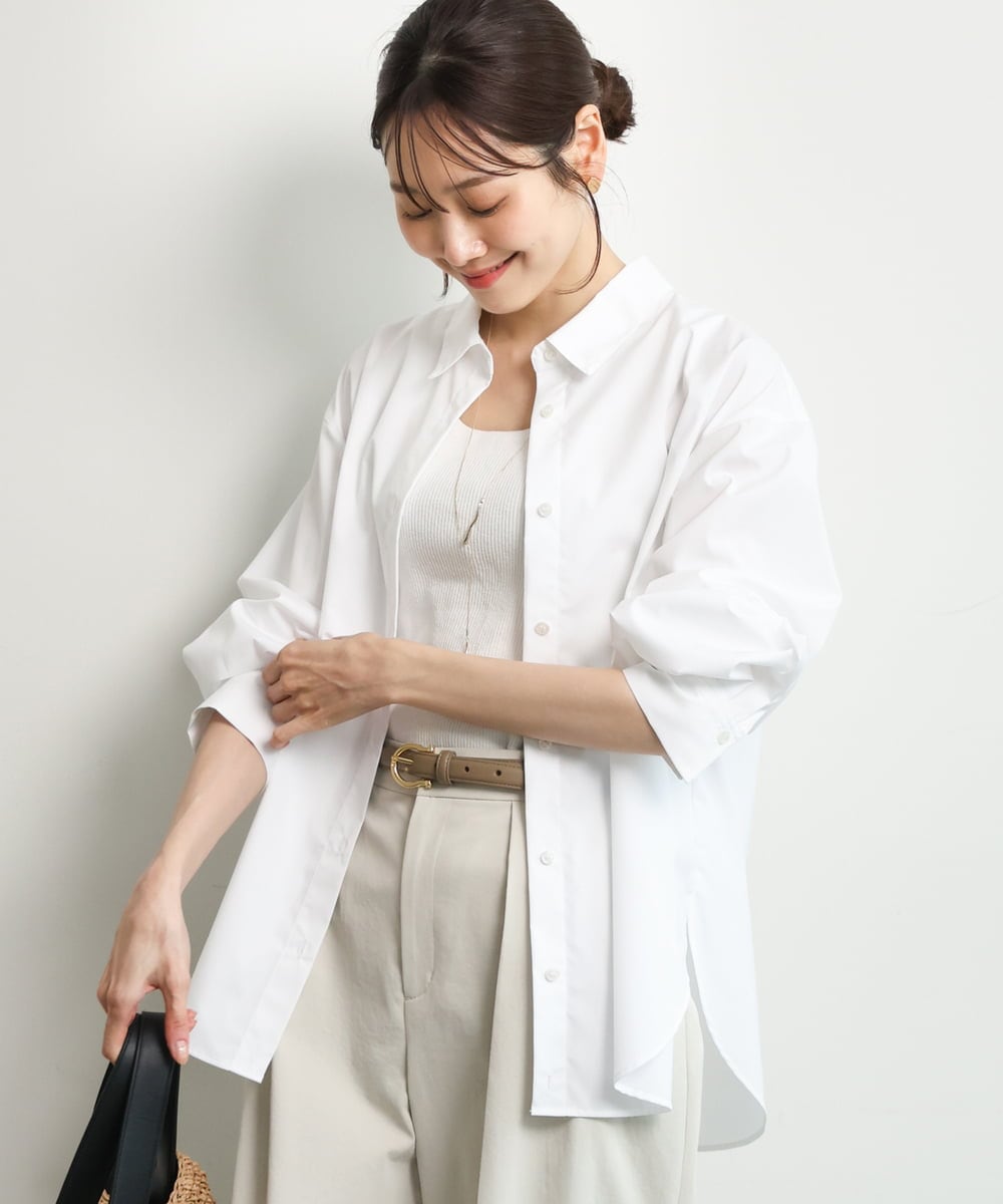 FKBGD27140 MK MICHEL KLEIN(MK ミッシェルクラン) [接触冷感/防シワ/洗える]コットン混ベーシックシャツ（無地） ピンク