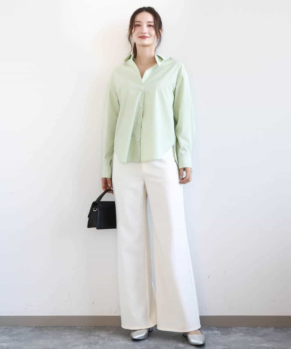 FKBGD27140 MK MICHEL KLEIN(MK ミッシェルクラン) コットン混ベーシックシャツ（無地）/接触冷感/防シワ/洗える ピンク