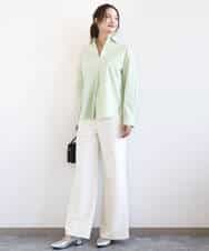 FKBGD27140 MK MICHEL KLEIN(MK ミッシェルクラン) コットン混ベーシックシャツ（無地）/接触冷感/防シワ/洗える ピンク