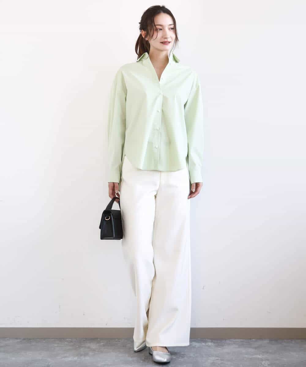 FKBGD27140 MK MICHEL KLEIN(MK ミッシェルクラン) コットン混ベーシックシャツ（無地）/接触冷感/防シワ/洗える ピンク