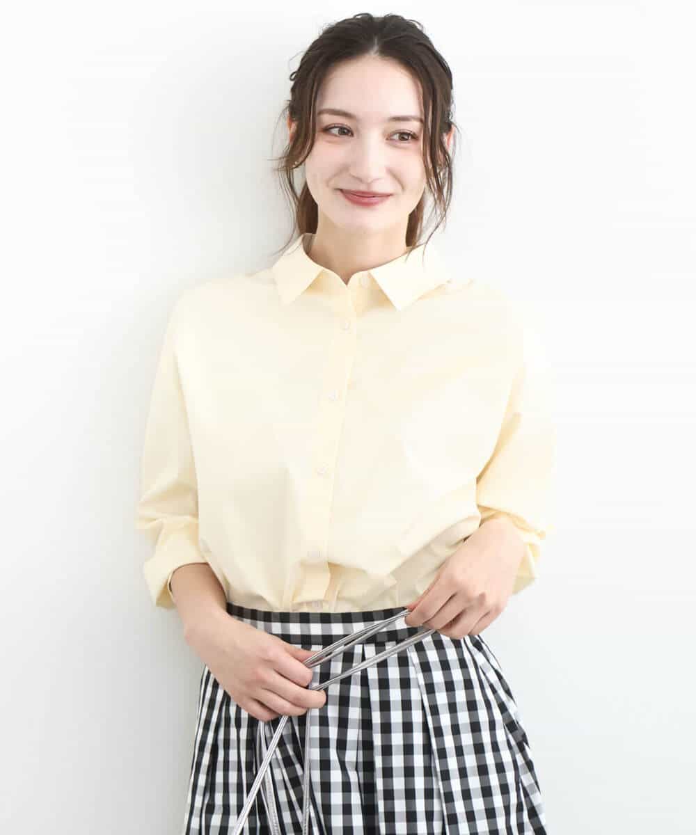 FKBGD27140 MK MICHEL KLEIN(MK ミッシェルクラン) コットン混ベーシックシャツ（無地）/接触冷感/防シワ/洗える ピンク