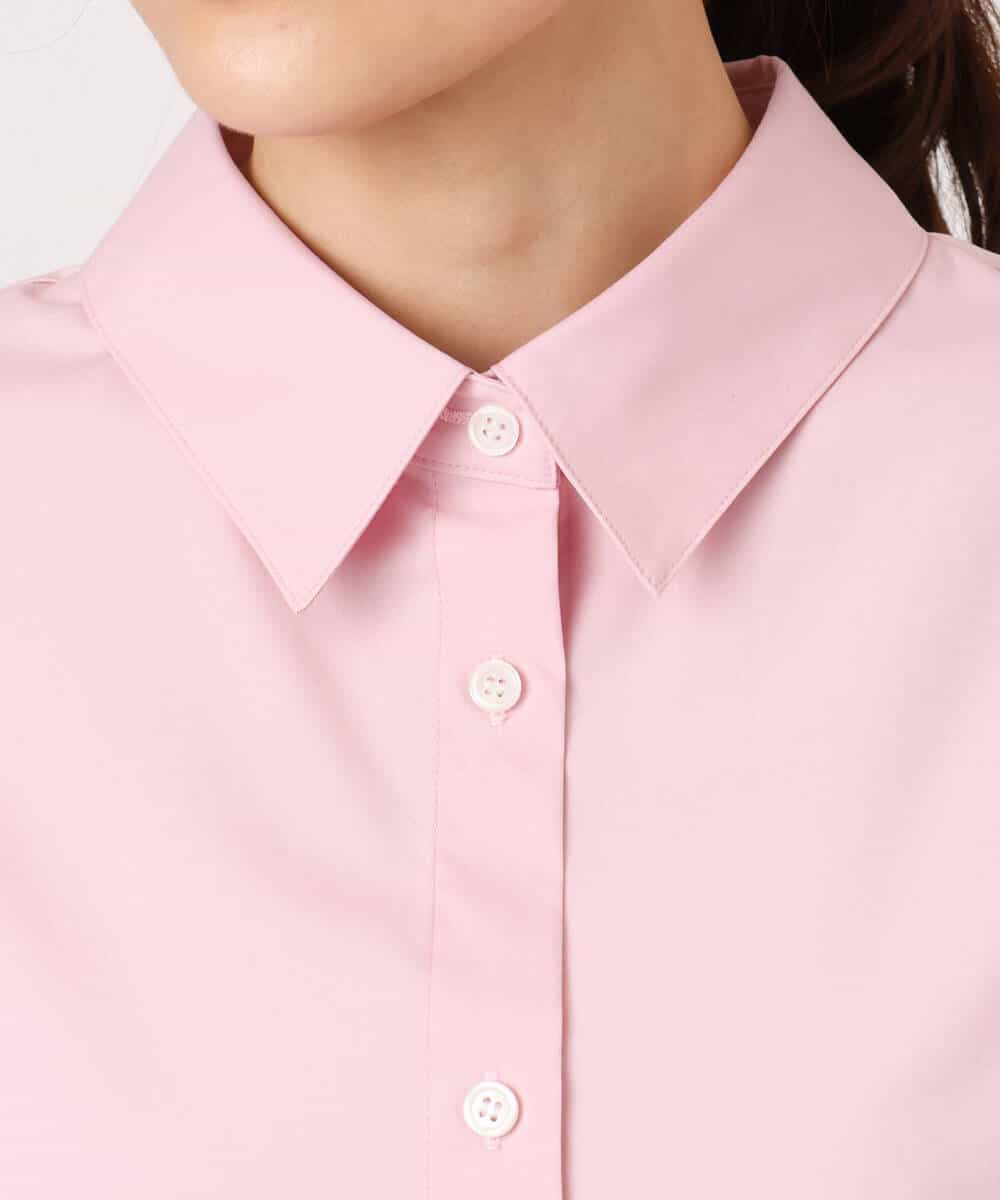 FKBGD27140 MK MICHEL KLEIN(MK ミッシェルクラン) コットン混ベーシックシャツ（無地）/接触冷感/防シワ/洗える ピンク