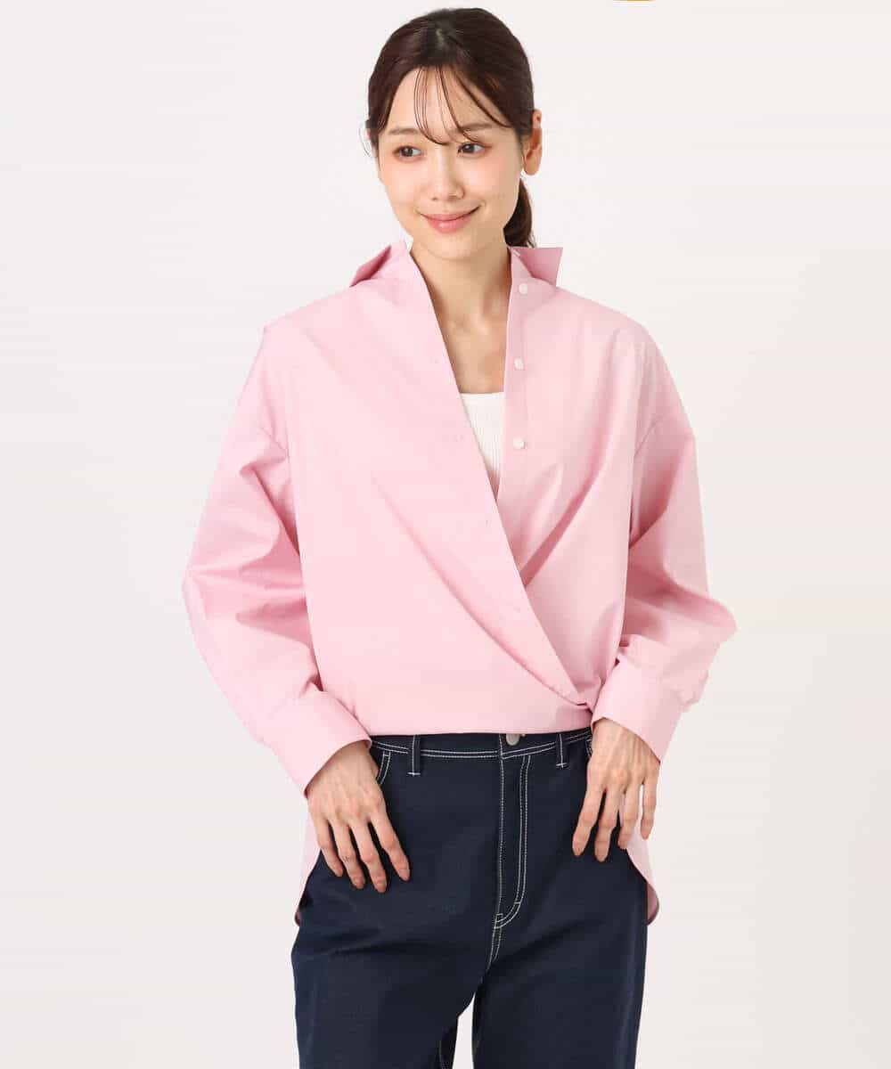 FKBGD27140 MK MICHEL KLEIN(MK ミッシェルクラン) コットン混ベーシックシャツ（無地）/接触冷感/防シワ/洗える ピンク