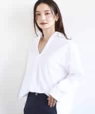 FKBGD27140 MK MICHEL KLEIN(MK ミッシェルクラン) コットン混ベーシックシャツ（無地）/接触冷感/防シワ/洗える ホワイト