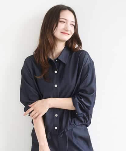 FKBGD30150  [SANAGARAシリーズ]デニムライク クロップド丈シャツブラウス/接触冷感/UVカット/洗える