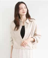 FKBGD30150 MK MICHEL KLEIN(MK ミッシェルクラン) [SANAGARAシリーズ]デニムライク クロップド丈シャツブラウス/接触冷感/UVカット/洗える ネイビー