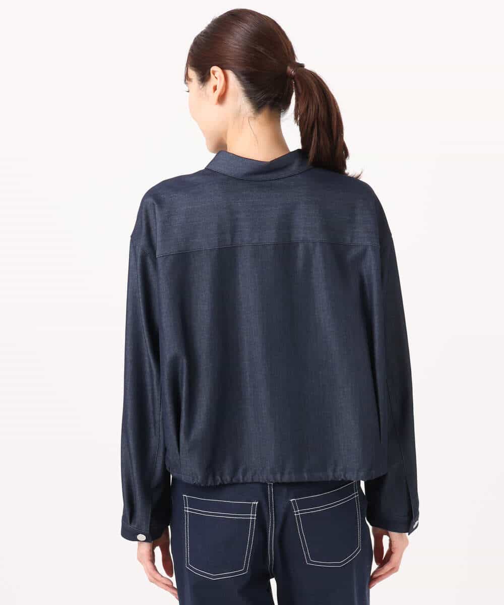 FKBGD30150 MK MICHEL KLEIN(MK ミッシェルクラン) [SANAGARAシリーズ]デニムライク クロップド丈シャツブラウス/接触冷感/UVカット/洗える ネイビー