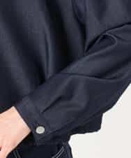 FKBGD30150 MK MICHEL KLEIN(MK ミッシェルクラン) [SANAGARAシリーズ]デニムライク クロップド丈シャツブラウス/接触冷感/UVカット/洗える ネイビー