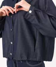 FKBGD30150 MK MICHEL KLEIN(MK ミッシェルクラン) [SANAGARAシリーズ]デニムライク クロップド丈シャツブラウス/接触冷感/UVカット/洗える ネイビー