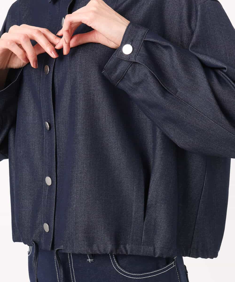 FKBGD30150 MK MICHEL KLEIN(MK ミッシェルクラン) [SANAGARAシリーズ]デニムライク クロップド丈シャツブラウス/接触冷感/UVカット/洗える ネイビー