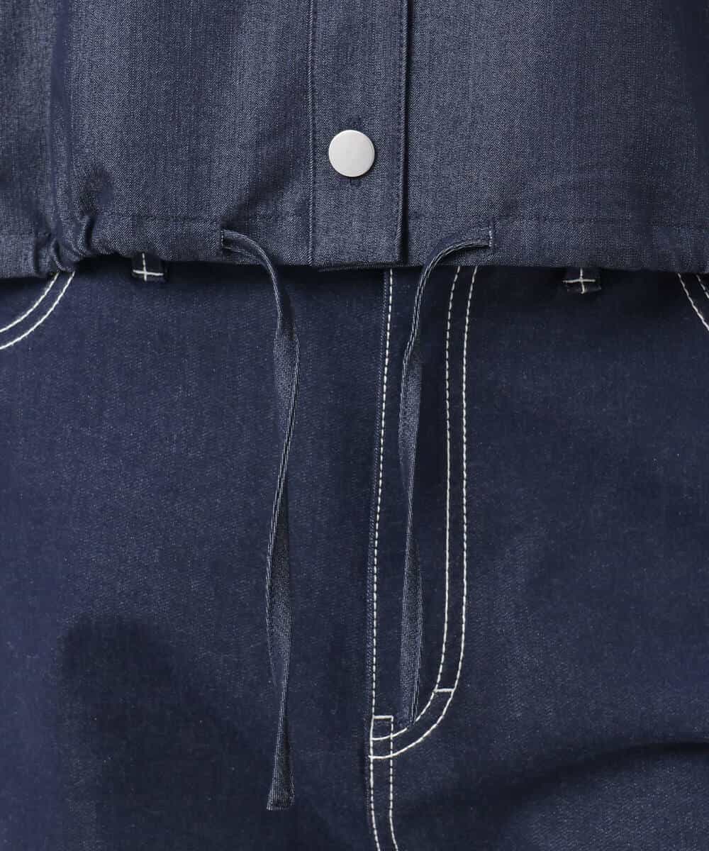 FKBGD30150 MK MICHEL KLEIN(MK ミッシェルクラン) [SANAGARAシリーズ]デニムライク クロップド丈シャツブラウス/接触冷感/UVカット/洗える ネイビー