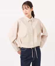 FKBGD30150 MK MICHEL KLEIN(MK ミッシェルクラン) [SANAGARAシリーズ]デニムライク クロップド丈シャツブラウス/接触冷感/UVカット/洗える ネイビー